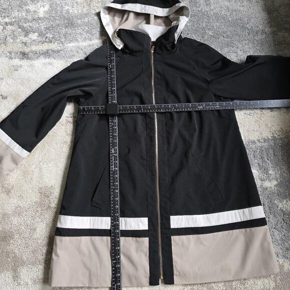 Jones New York Coat Womens OX/G Black Beige Hooded Water Resistant Jacket - Picture 11 of 16